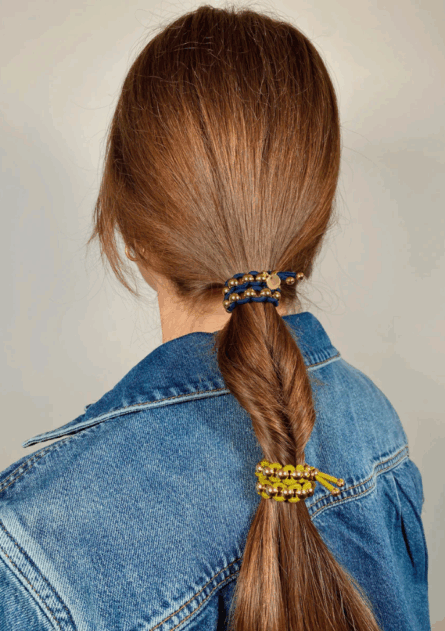 Bichou Perles Rondes Dorées et Elastique Coloré – Image 3