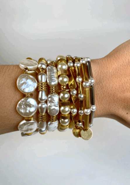 Bichou Doré et Nacré - Perles Rondes et Plates – Image 3