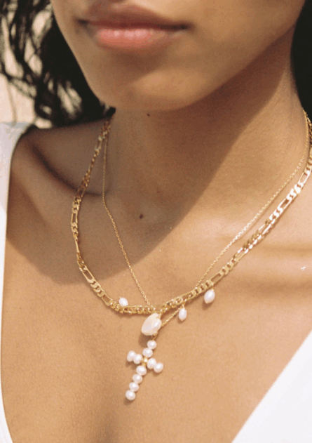 Collier Pearly Cross – Image 3